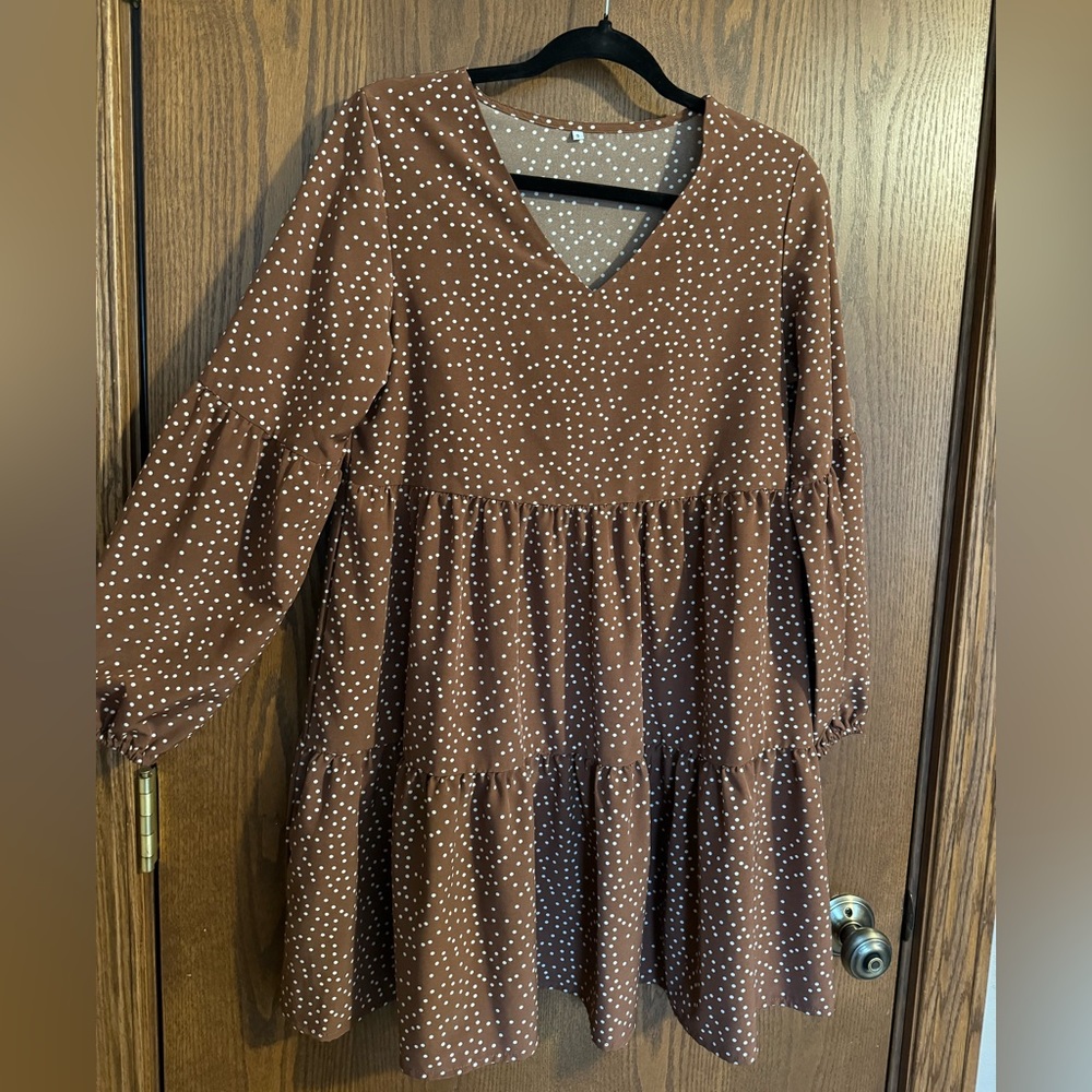 Brown & White polka dot dress